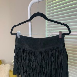 Suede Fringe Skirt